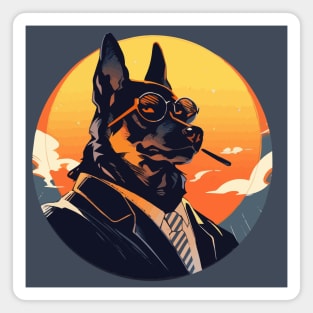 A German Shepherd spy dog circle portrait Magnet